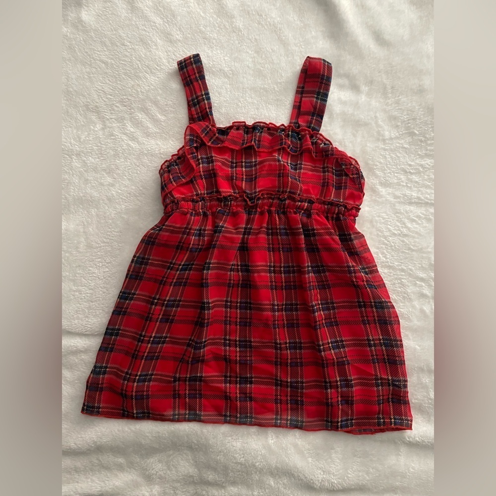 Justice Girls size 8 Vibrant Red and Blue Plaid Shirt